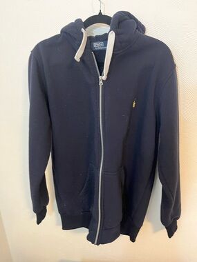 Ralph Lauren Navy Zip Hoodie with Silver Zipper